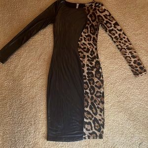 EIEN USA Bodycon Faux Leather/Leopard Dress (M)